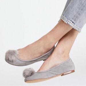 Sam Edelman Women's Grey Farina Pom Pom Flats
